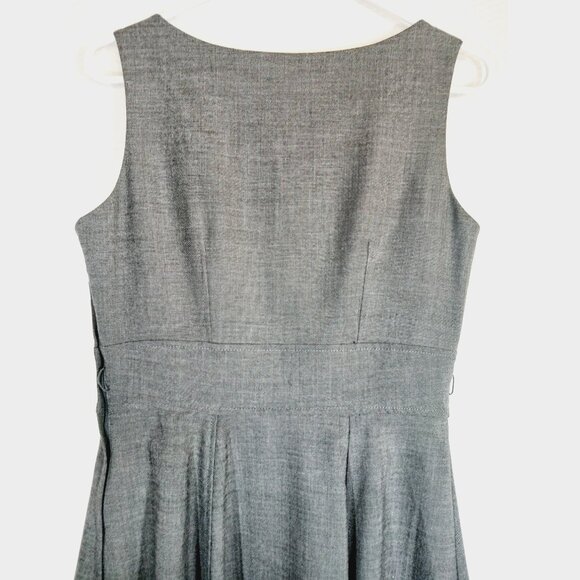 H&M Grey Fit & Flair Scoop Neck Dress Burgundy Polka Dot Lining Size 8 - Picture 6 of 14